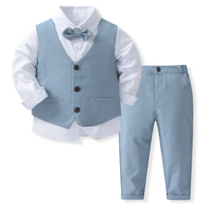Boys Spring Autumn  Clothing Set Solid Vest Suit Kids Cotton Formal Wears