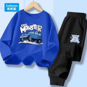 Boys Spring Autumn Clothing Cartoon T-shirt Long Sleeve Tshirts and Pants Sets Children Autumn 2 PCS Sets GSKC1