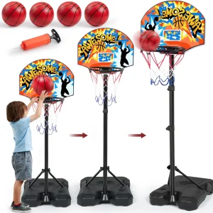 JOYFY 2.8-6.2 ft Adjustable Kids Basketball Hoop with 4 Balls